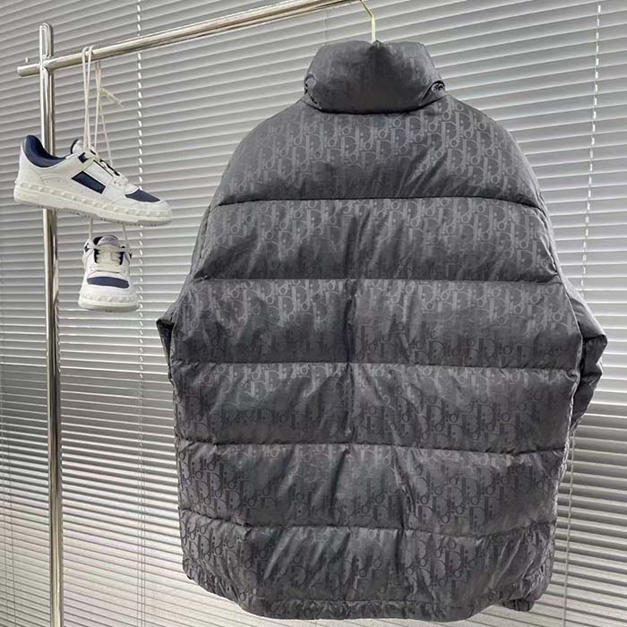 Dior Men CD Dior Oblique Down Jacket Grey Technical Jacquard