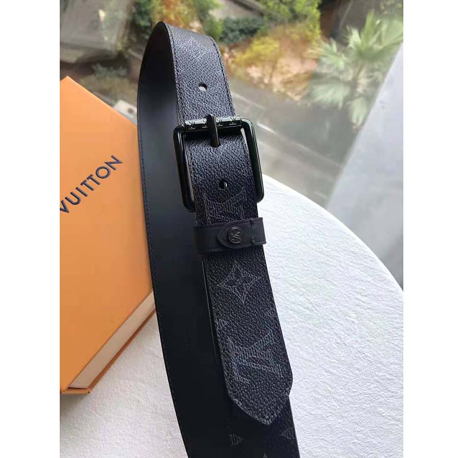 Louis Vuitton LV Unisex Voyager 35mm Belt in Monogram Eclipse Canvas