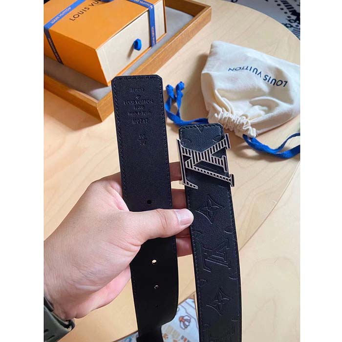 Louis Vuitton Unisex LV Shadow 40 MM Reversible Belt Black Monogram Shadow Smooth Leather