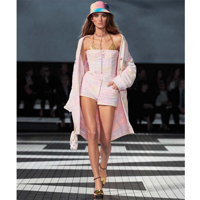 Chanel Women CC Top Cotton Wool Tweed Iridescent Stretch Jersey Multicolor Ref. P76398 V68251 NS965