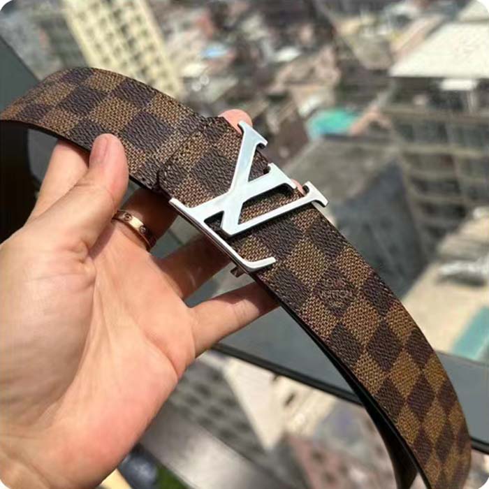 Louis Vuitton Unisex LV Initiales 40mm Reversible Belt Brown Damier Ebene Canvas