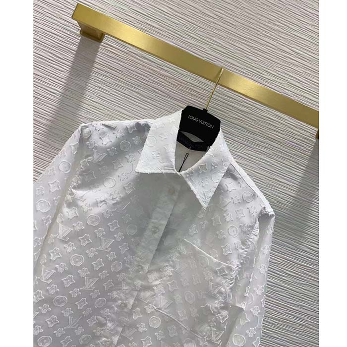 Louis Vuitton Women LV Long Sleeved Fitted Shirt Cotton Blanc Optique White Regular Fit