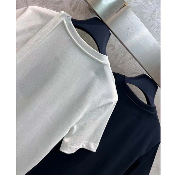 Louis Vuitton Women LV Monogram Accent Lavaliere T-Shirt Cotton White 1AC1MT