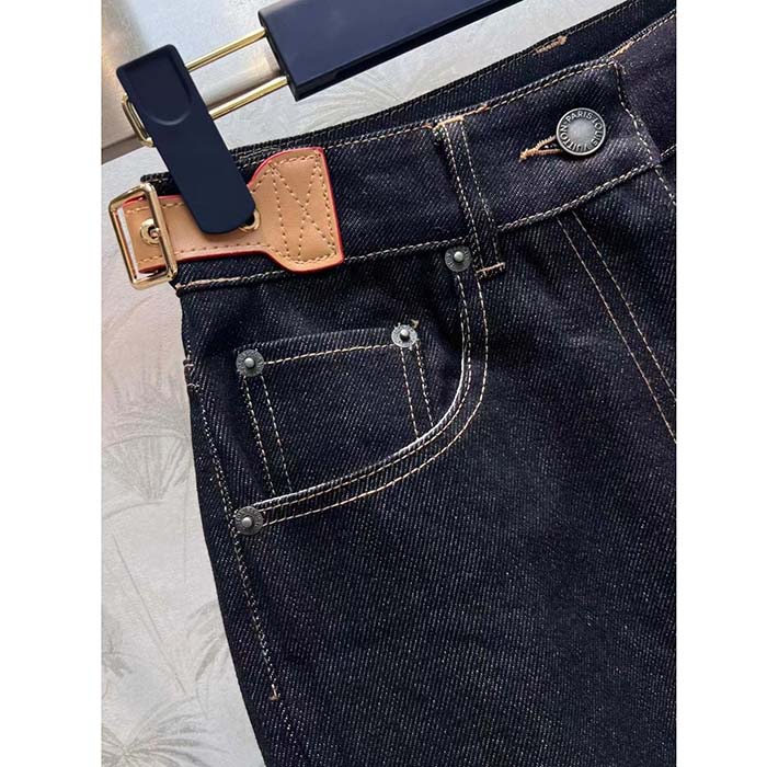 Louis Vuitton Women LV Eyelet Tab Jeans Navy Cotton 1AFGME