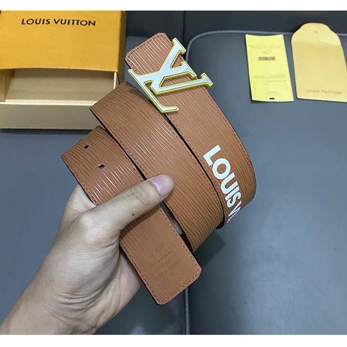 Louis Vuitton Unisex LV Initials 40 MM Reversible Belt Tan Brown Epi XL Cowhide Leather