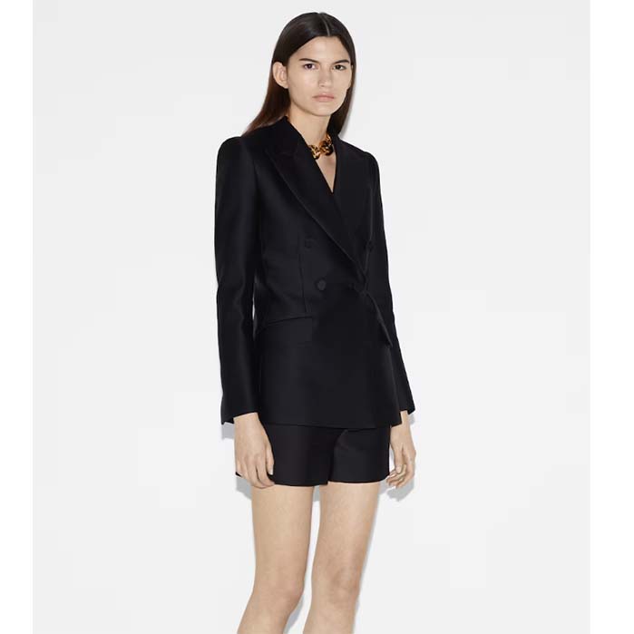 Gucci Women GG Double-Breasted Wool Jacket Slimmer Fitted Sleeves Button Closure