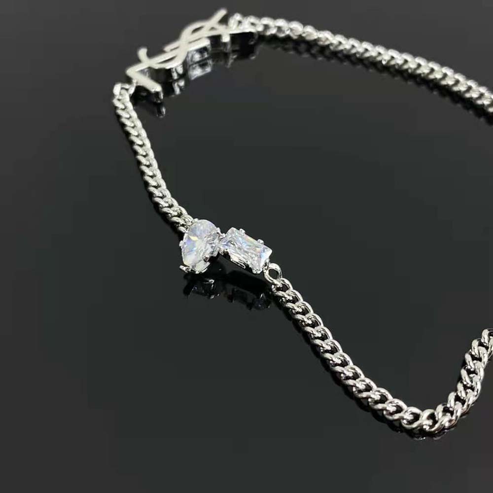 Saint Laurent YSL Women Opyum Charm Bracelet in Metal and Rhinestone