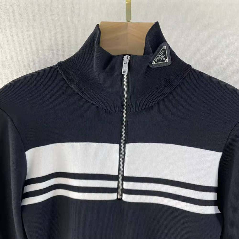 Prada Women Viscose and Cotton Turtleneck-Black