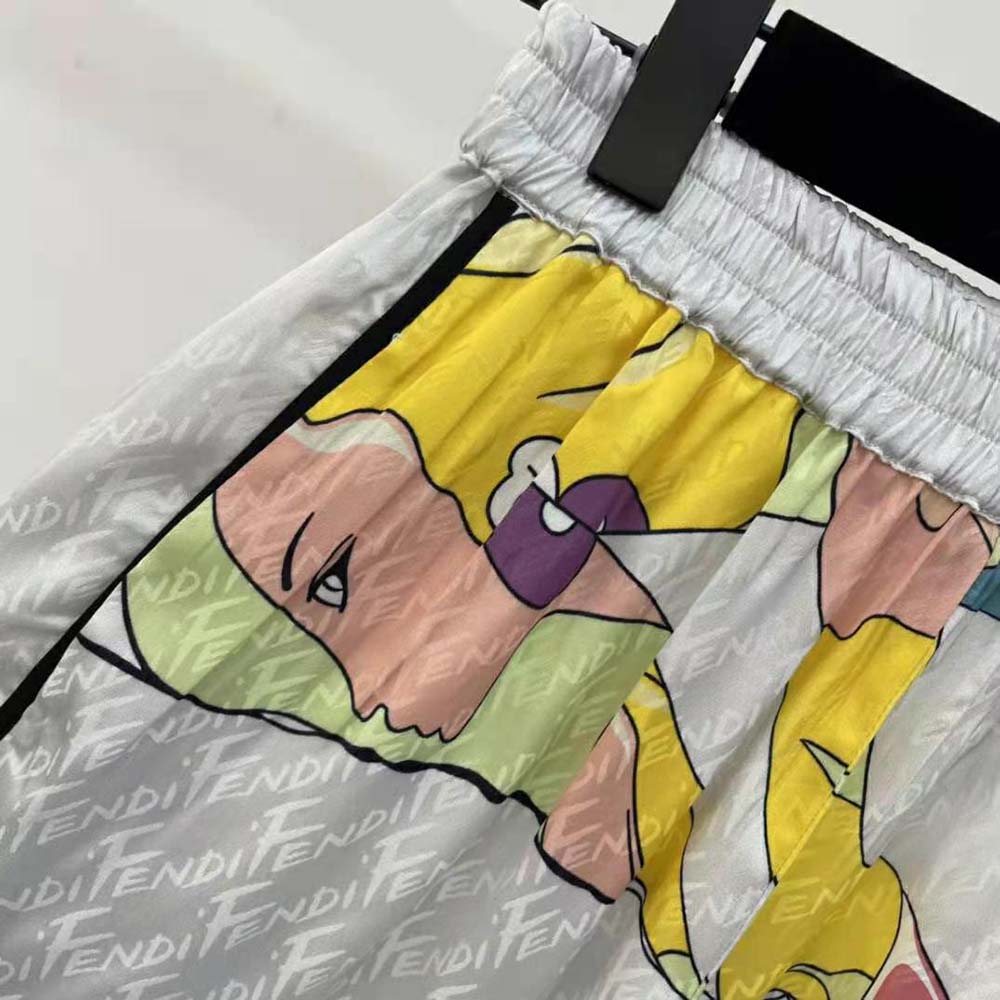 Fendi Women Pajama Set Multicolor Silk Pajama Set-White