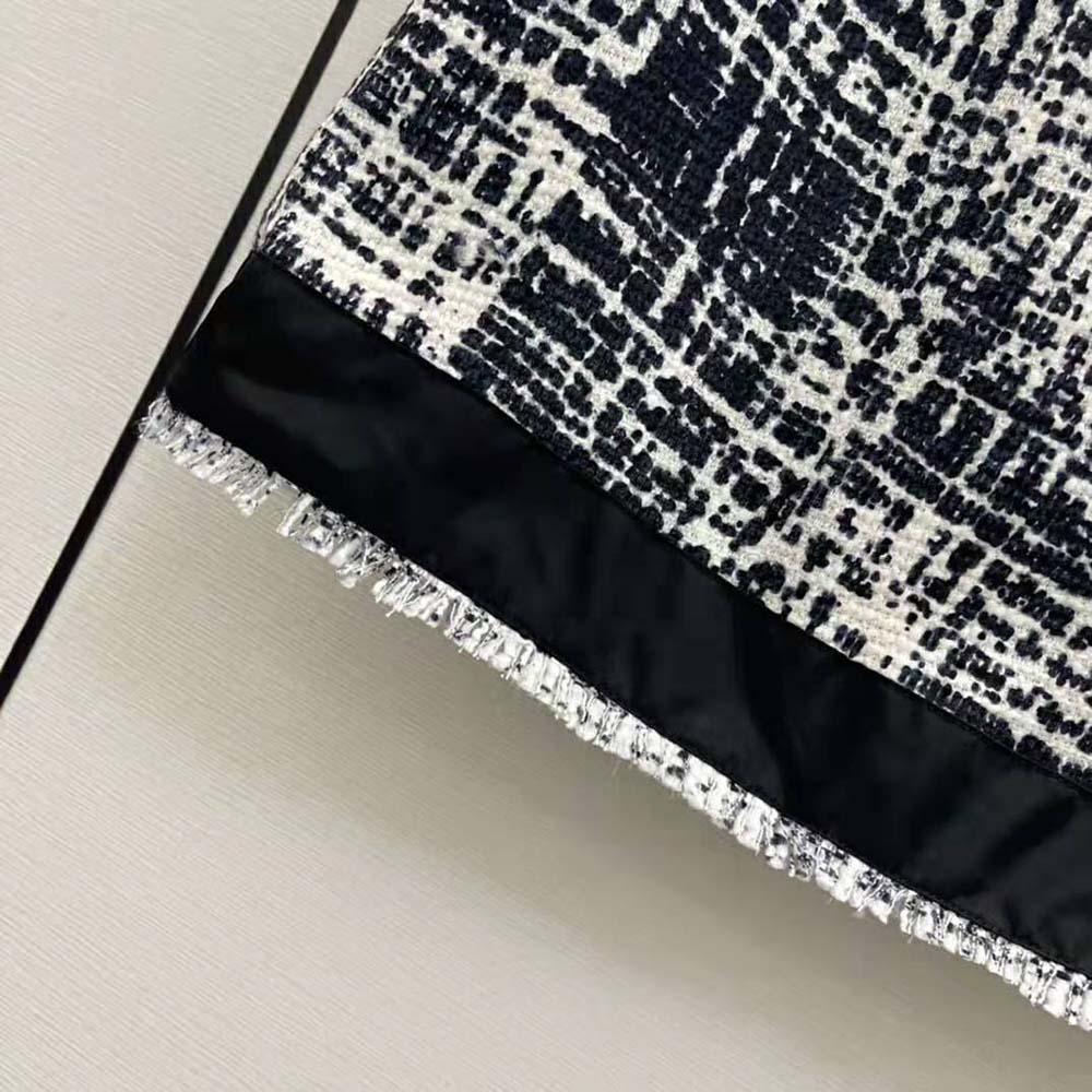 Prada Women Printed Tweed Miniskirt-Black