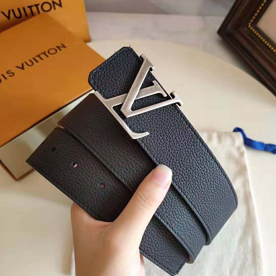 Louis Vuitton LV Unisex LV Pyramide 40mm Leather Belt-Black