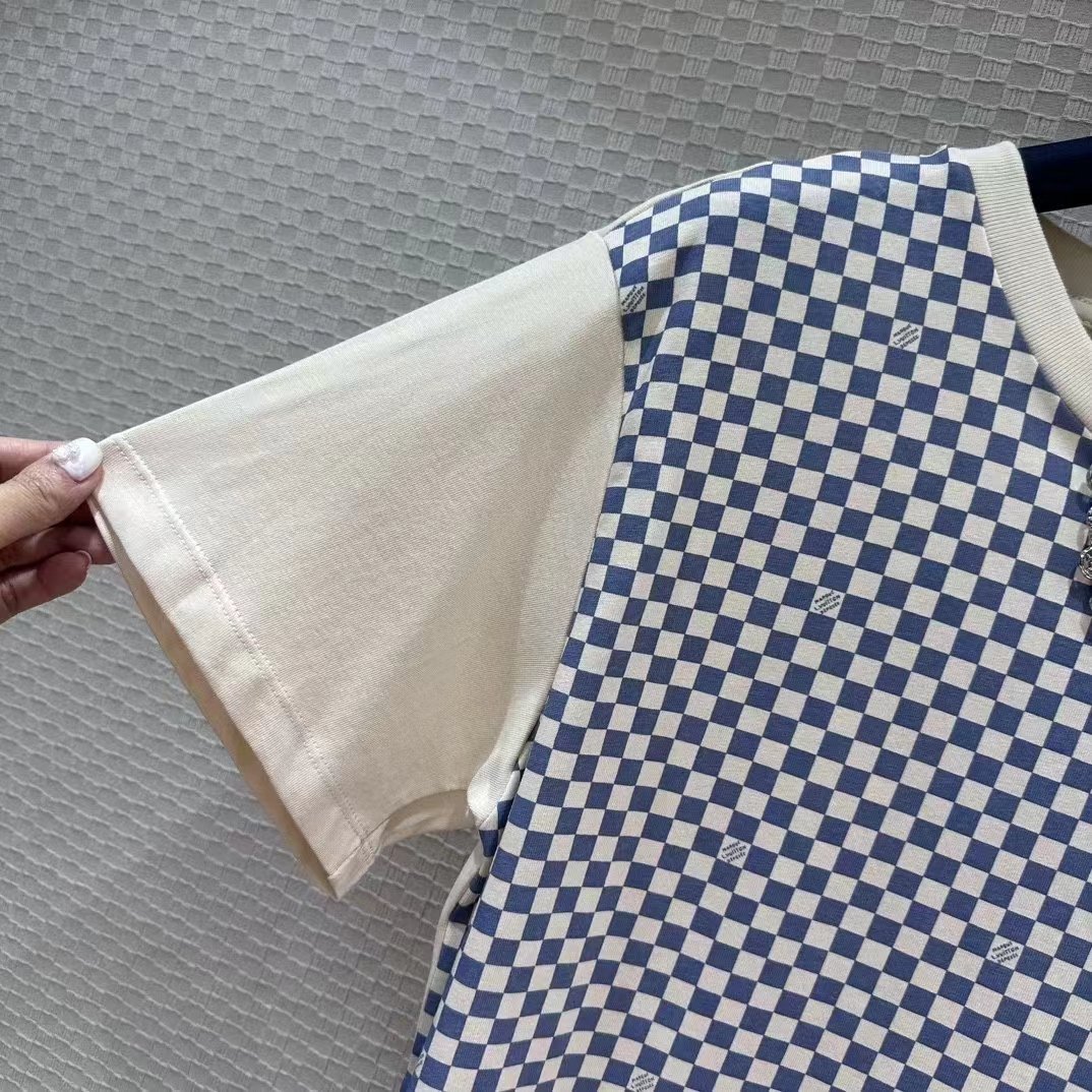 Louis Vuitton Women LV Damier Front T-Shirt Cotton Creamy White 1AFPA0