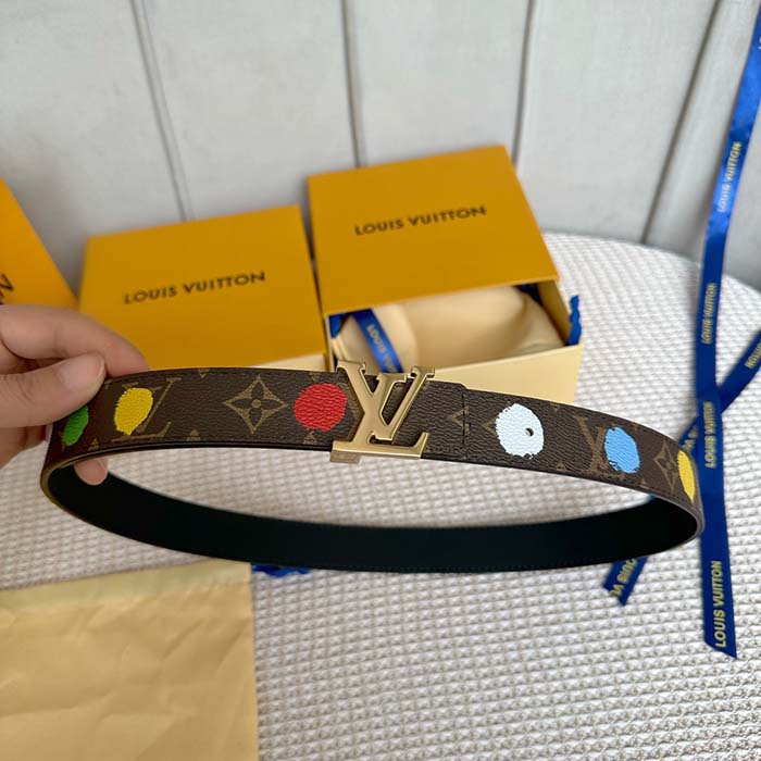 Louis Vuitton Unisex LV x YK LV Initiales 30mm Reversible Painted Dots Belt Monogram Canvas