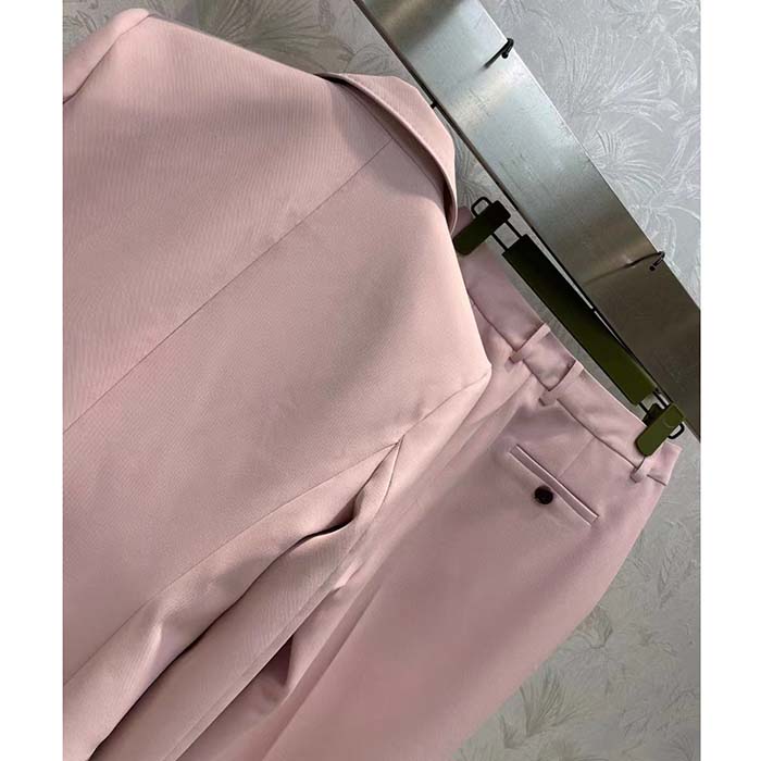 Gucci Women GG Wool Jacket Point Revers Double-Breasted Breast Pocket Rear Vent