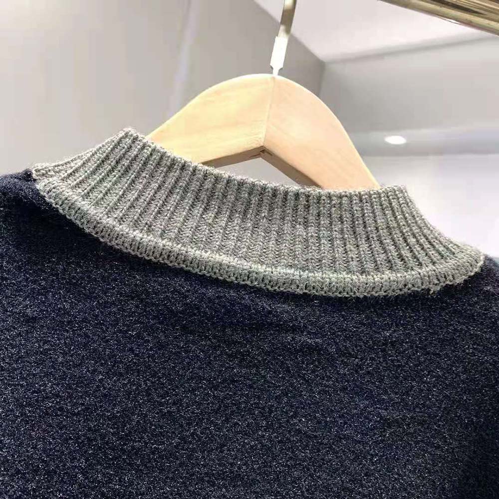 Fendi Men Black Wool Sweater with High Collar and Long Sleeves