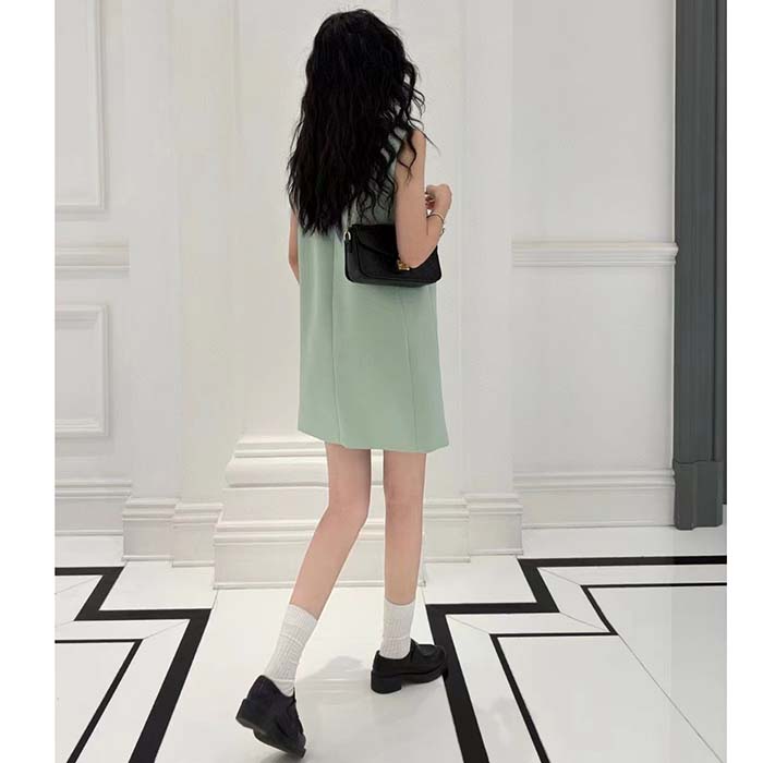 Louis Vuitton Women LV Mock-Neck Straight Dress Almond Green 1AFF75