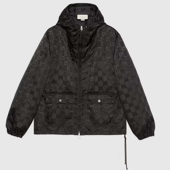 Gucci Women Gucci Off The Grid Hooded Jacket Black GG ECONYL Regenerated Nylon
