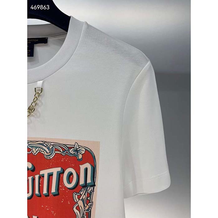Louis Vuitton Women Flight Mode LV Travel Stamp T-Shirt Cotton White 1AFN04
