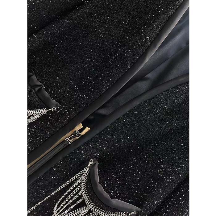 Louis Vuitton LV Women Scuba Trim Tweed Jacket Wool Black Regular Fit