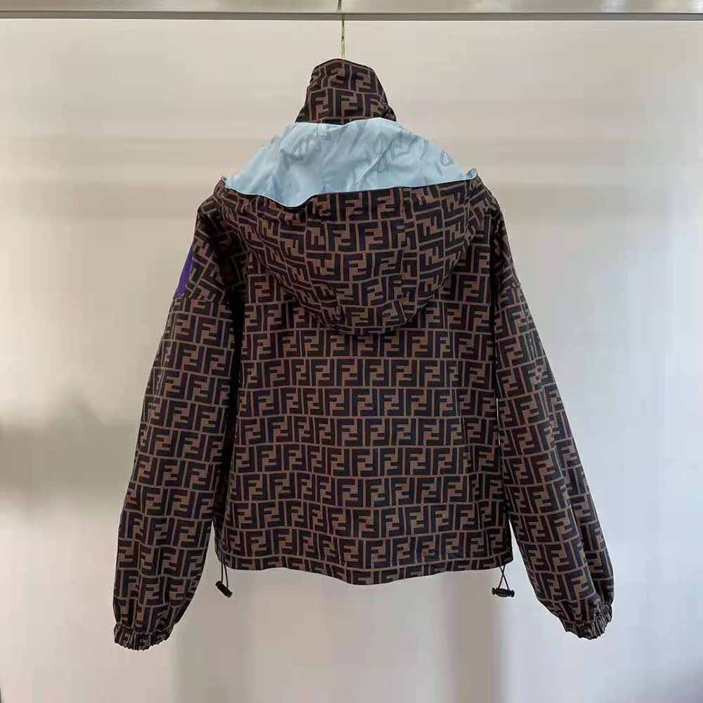 Fendi Women Windbreaker Multicolor Nylon Jacket-Brown