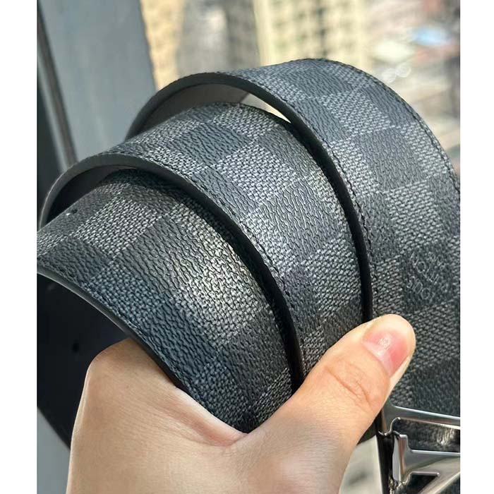 Louis Vuitton Unisex LV Initiales 40mm Reversible Belt Damier Graphite Canvas