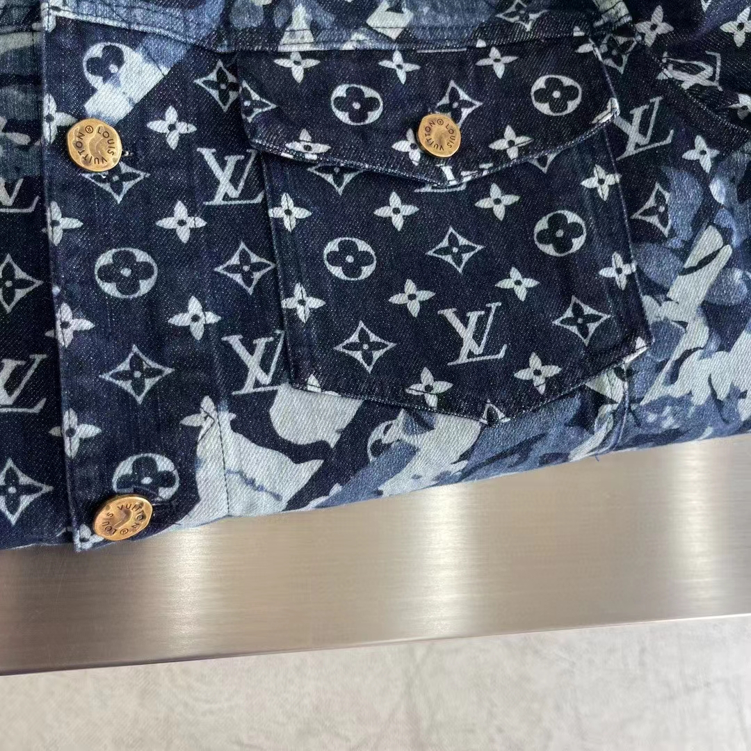 Louis Vuitton Women LV Monogram Printed Denim Jacket Regular Fit Printed Monogram Flower