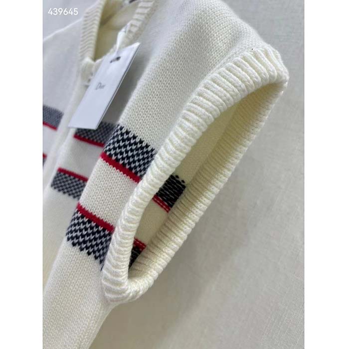 Dior Men CD Dioralps Vest White Wool Cashmere Knit Three-Tone Butterfly Motif Reference: 414G19AM124_X0878