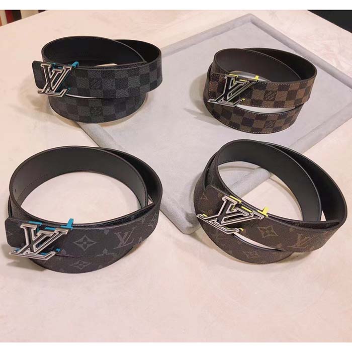 Louis Vuitton Unisex LV Speed 40mm Reversible Belt Turquoise Blue Monogram Eclipse Coated Canvas Leather