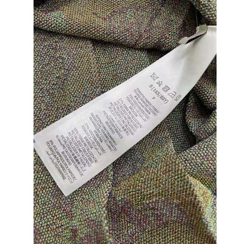 Gucci Women GG Tiger Jacquard Pleated Skirt Gold Green Tiger Flower Extra Fine Lurex