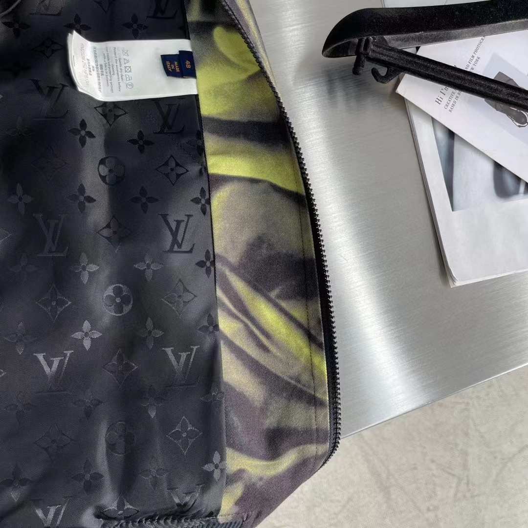 Louis Vuitton Women Graphic Cotton Bomber Jacket Relaxed Fit LV Dune Print Allover