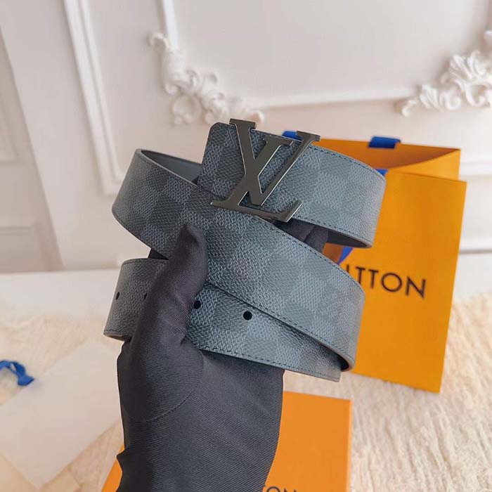 Louis Vuitton Unisex LV Initiales 40 MM Reversible Belt Grey Canvas Calf Leather M0213T