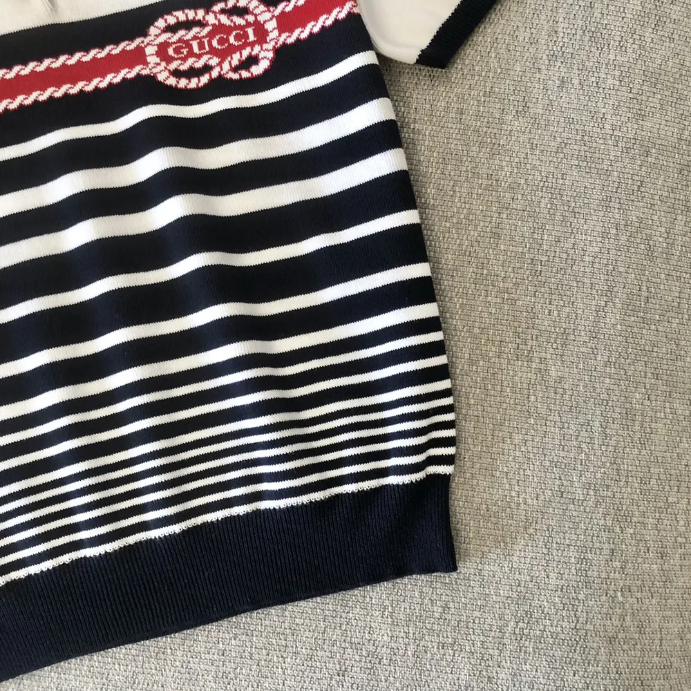 Gucci Women Cotton Stitch Polo Top with Intarsia ‎835916XKEVH