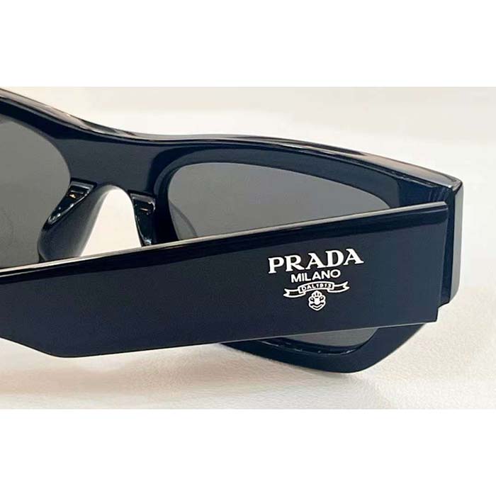 Prada Unisex Sunglasses Prada Logo Frame Compatible Graduated Lenses Black Standard Fit