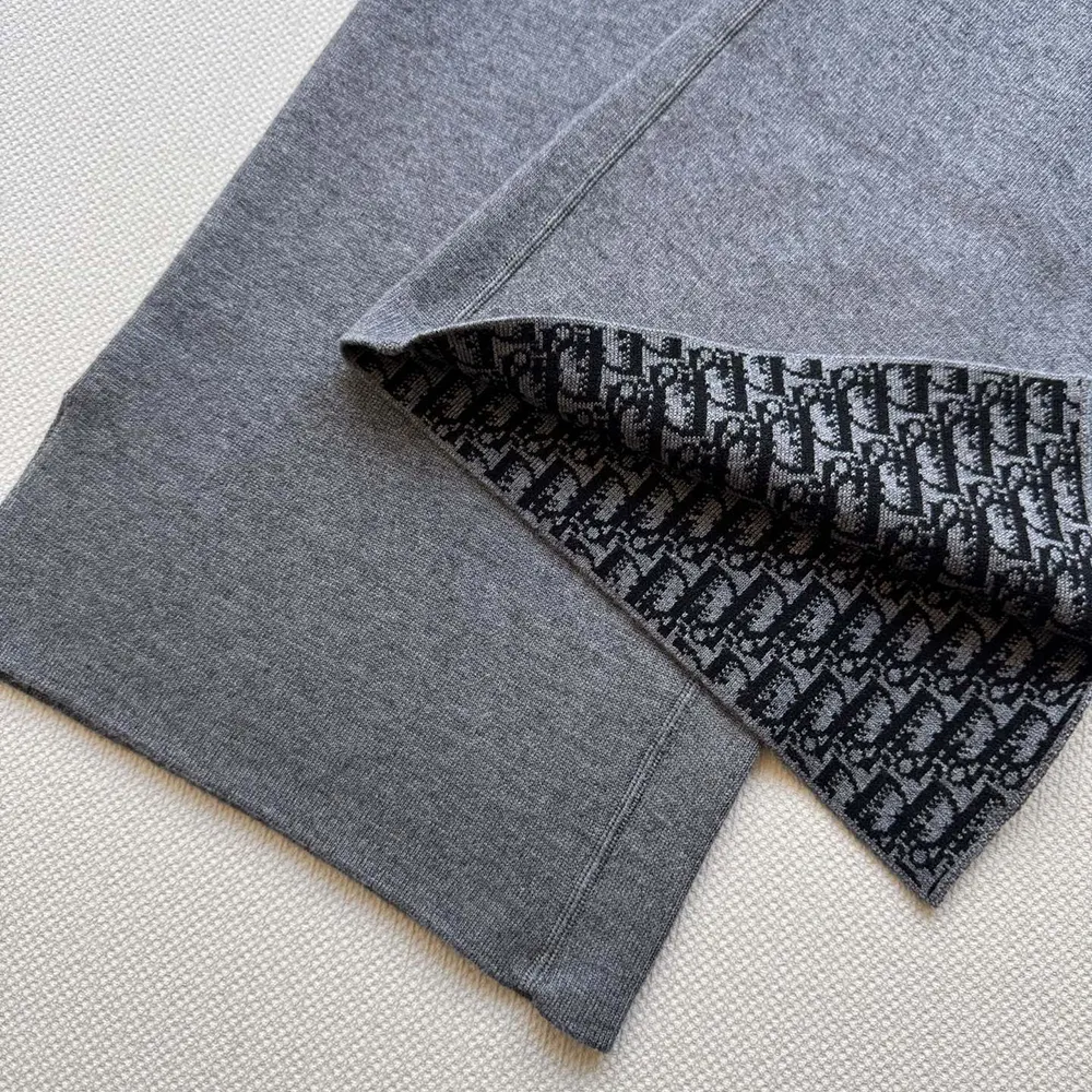 Dior Women Flared Pants Gray Cashmere-Blend Knit with Dior Oblique Motif