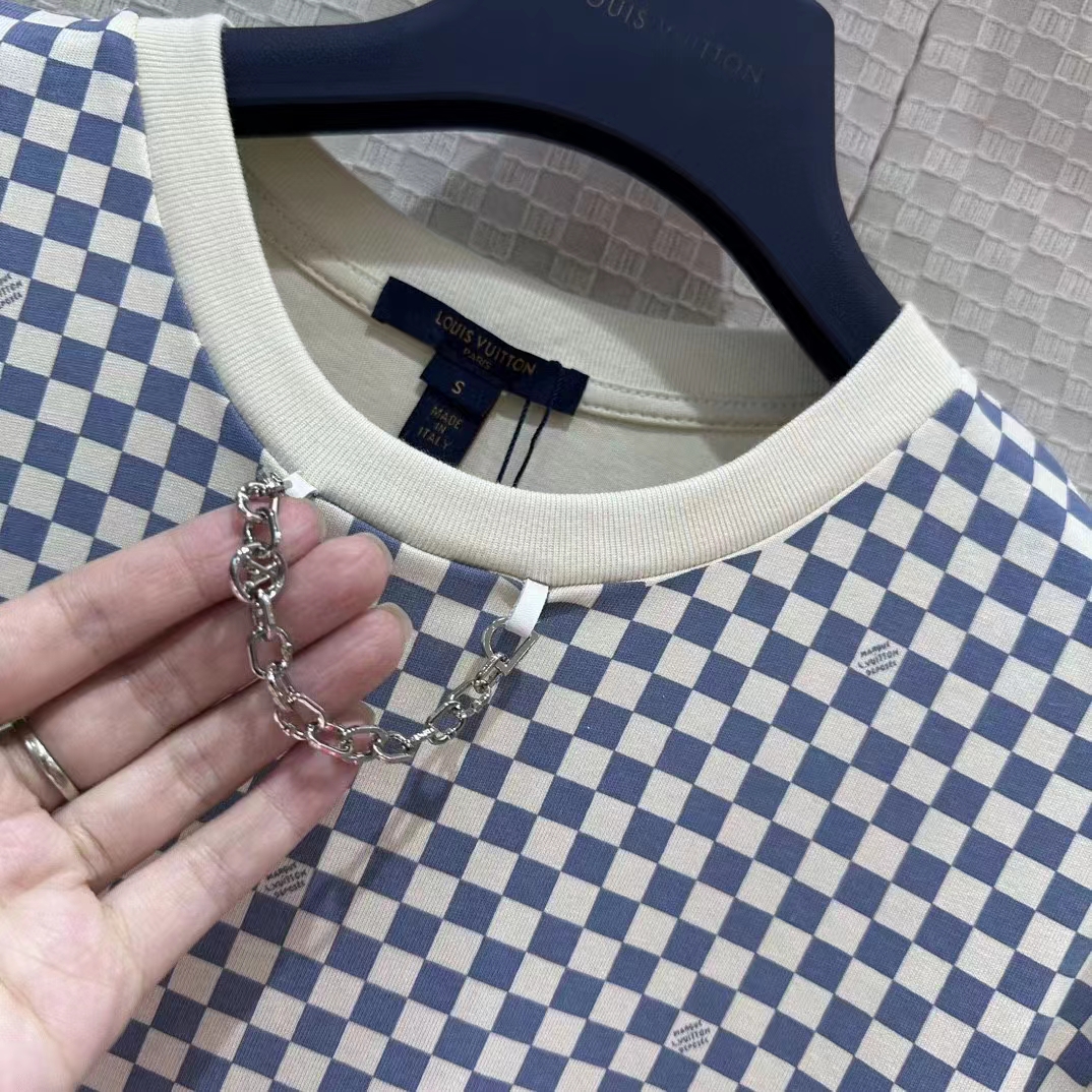 Louis Vuitton Women LV Damier Front T-Shirt Cotton Creamy White 1AFPA0