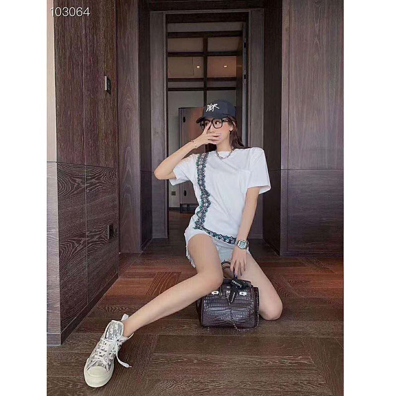 Dior Women Dior And Shawn Oversized T-Shirt White Cotton Jersey