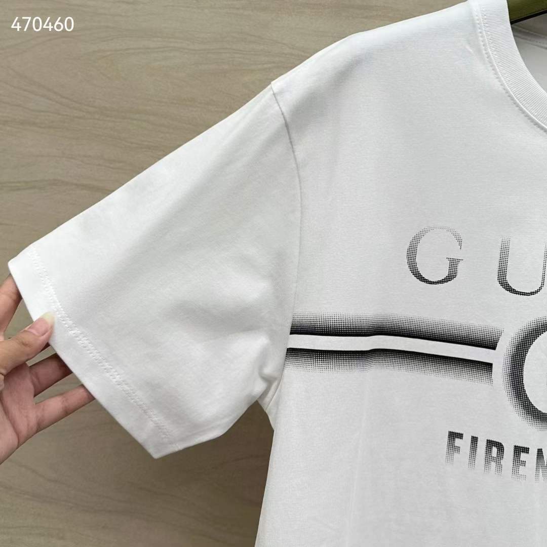Gucci Men GG Cotton Jersey T-Shirt Print White Crewneck Short Sleeves