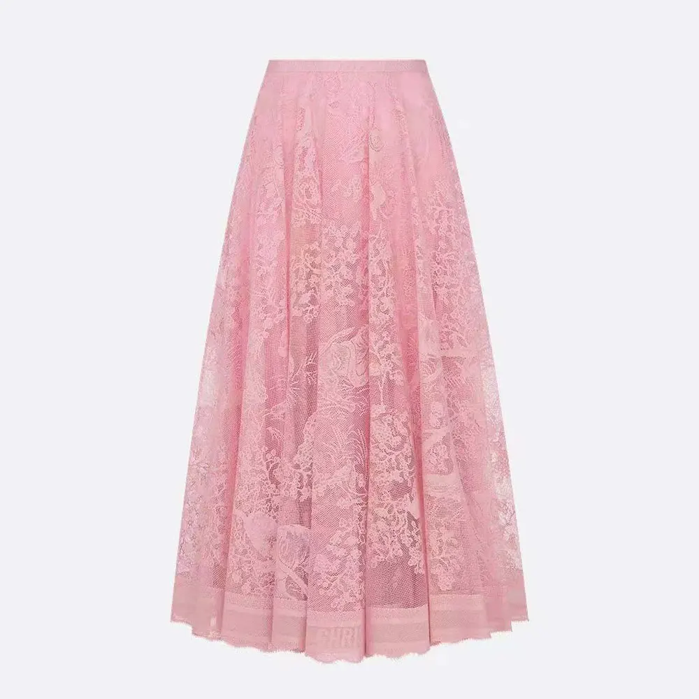 Dior Women Dioriviera Mid-Length Flared Skirt Cherry Blossom Pink 541J75B898
