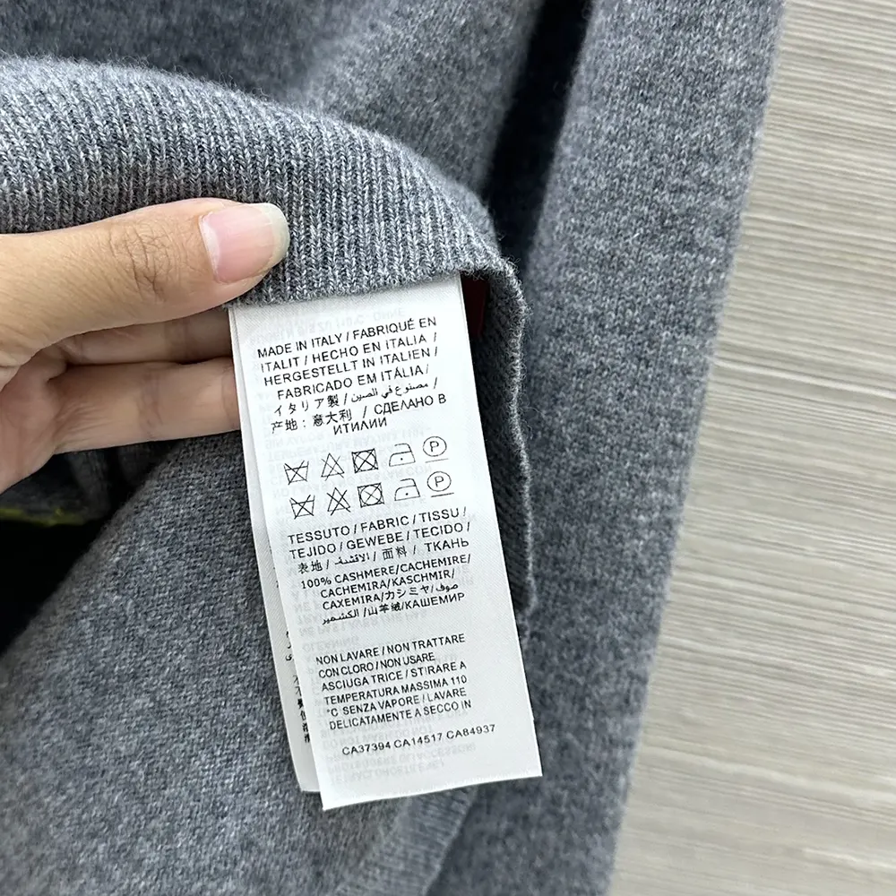 Gucci Women Fine Cashmere Sweater with Intarsia Grey 833668XKEYH