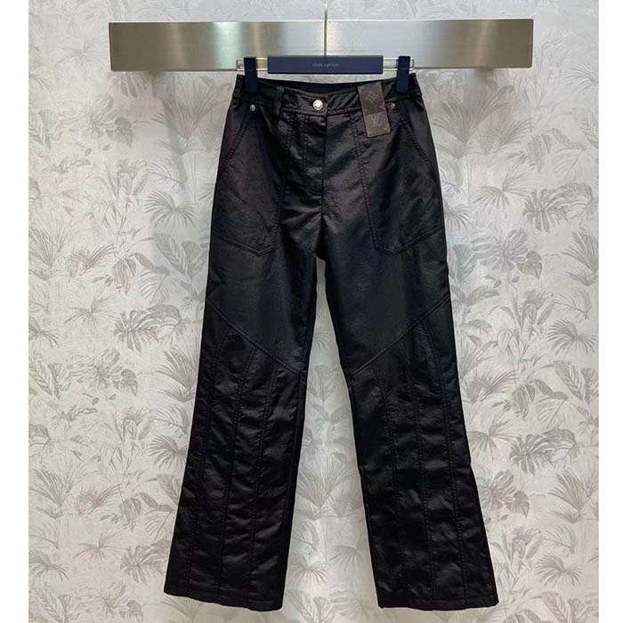 Louis Vuitton Women LV SKI Crinkled Nylon Flared Ski Pants Polyamide Black