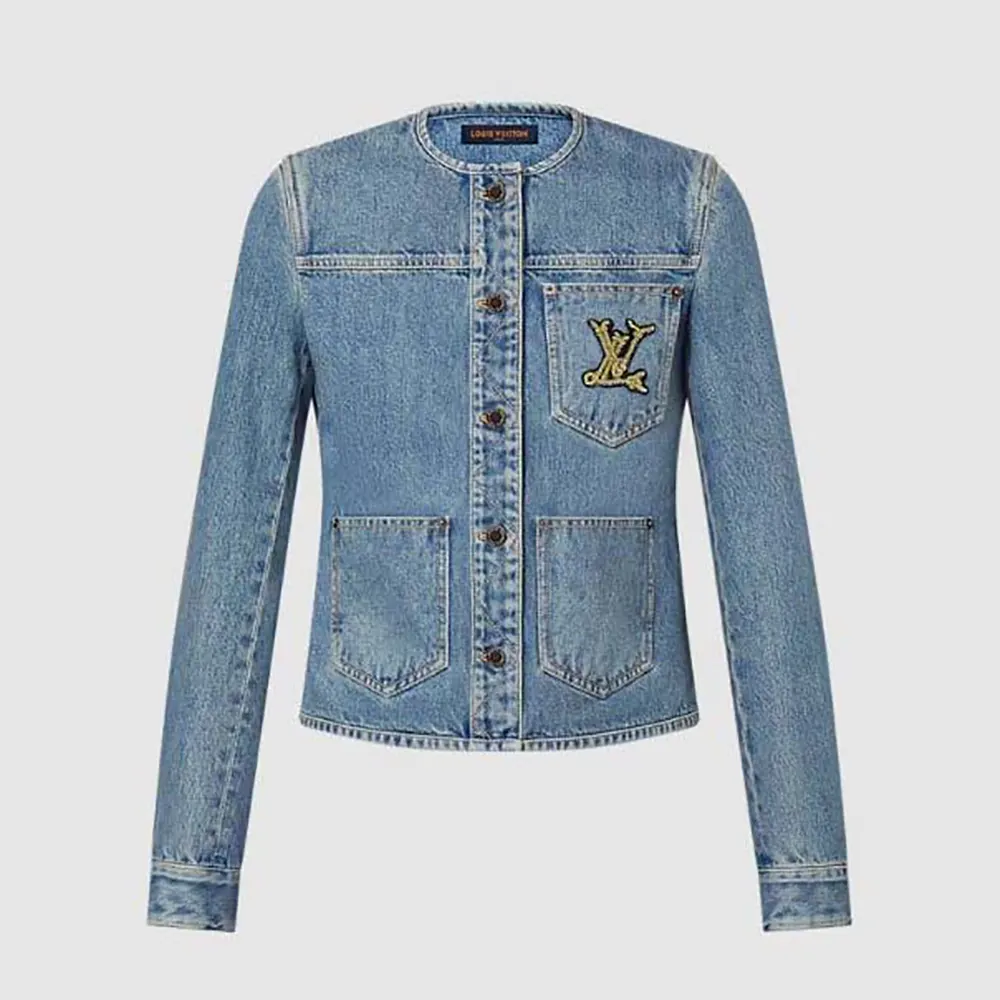Louis Vuitton Women Denim Fitted Jacket-Blue 1AHHS5