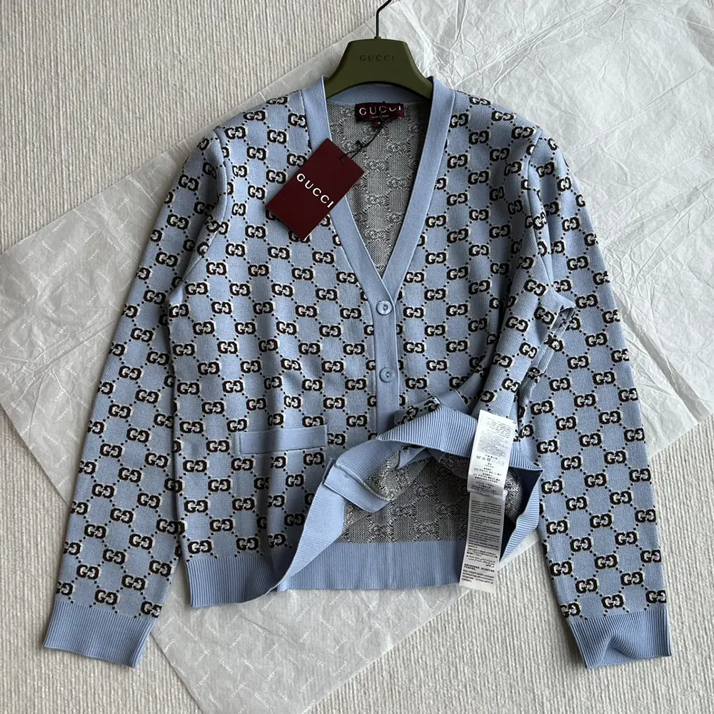 Gucci Women Wool Jacquard Cardigan with GG Shadow 798137XKD8R4544