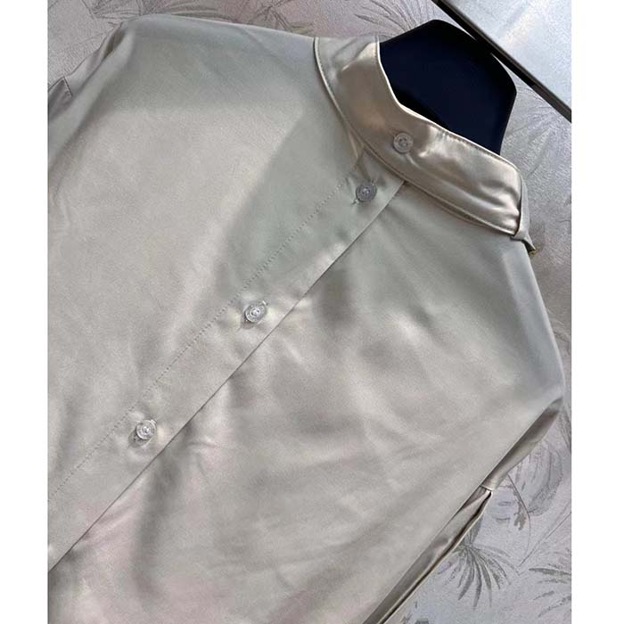 Louis Vuitton Women LV Monogram Lavaliere Button Sleeve Blouse White