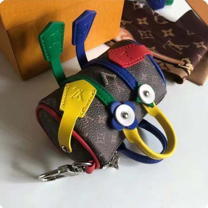 Louis Vuitton Unisex LV Mister Keepall Key Holder Bag Charm Monogram Eclipse Coated Canvas Leather