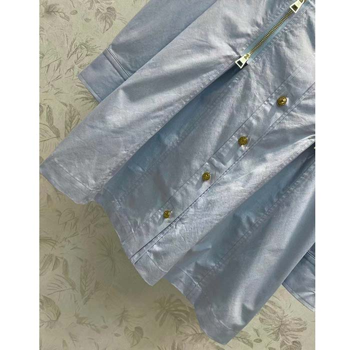Louis Vuitton LV Women Zipper Waist Shirt Dress Coton Ice Blue Regular Fit