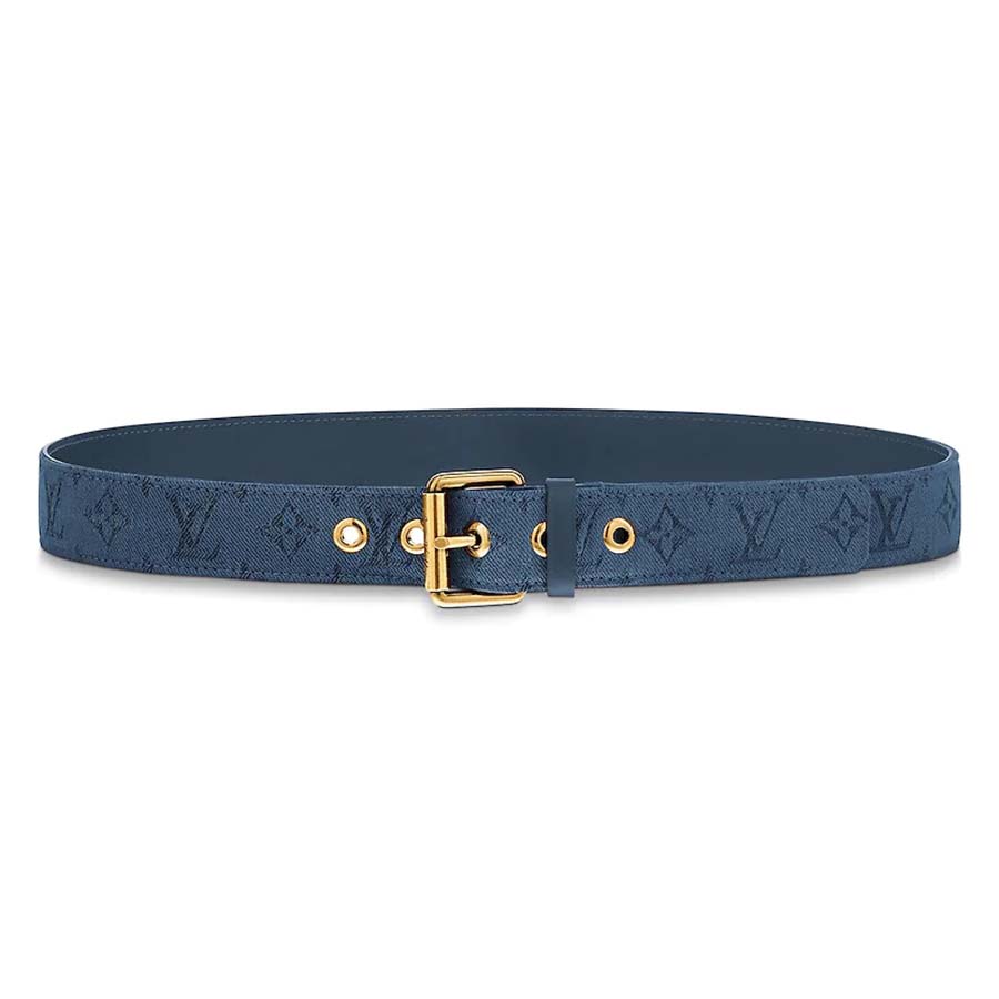 Louis Vuitton LV Unisex Signature 35mm Belt in Monogram-Printed Washed Denim