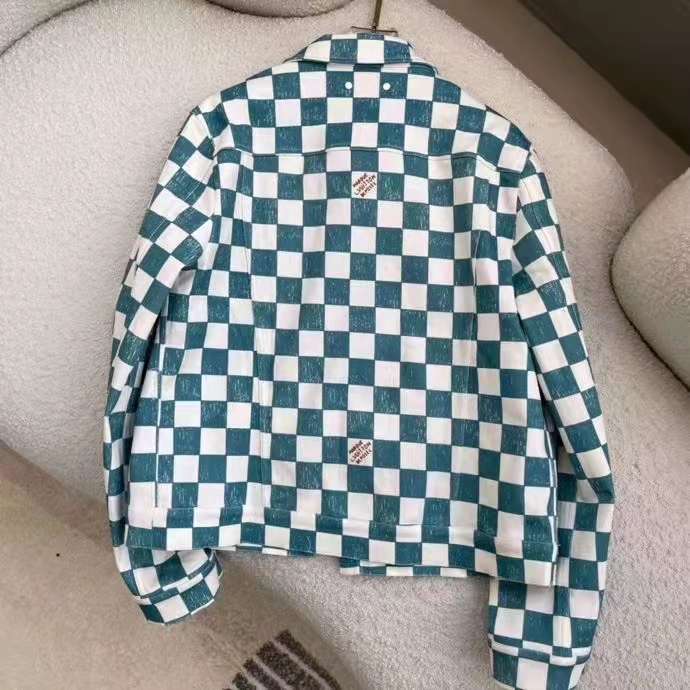 Louis Vuitton LV Women Damier Denim Trunker Jacket Ocean Cotton Regular Fit