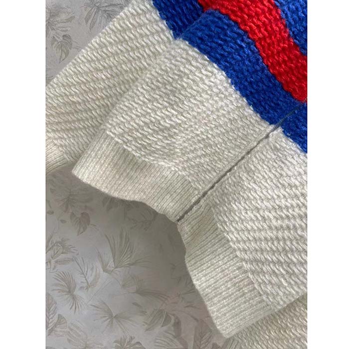 Gucci Men GG Wool Mohair Cardigan Web Knitted Collar Dropped Shoulder Long Sleeves