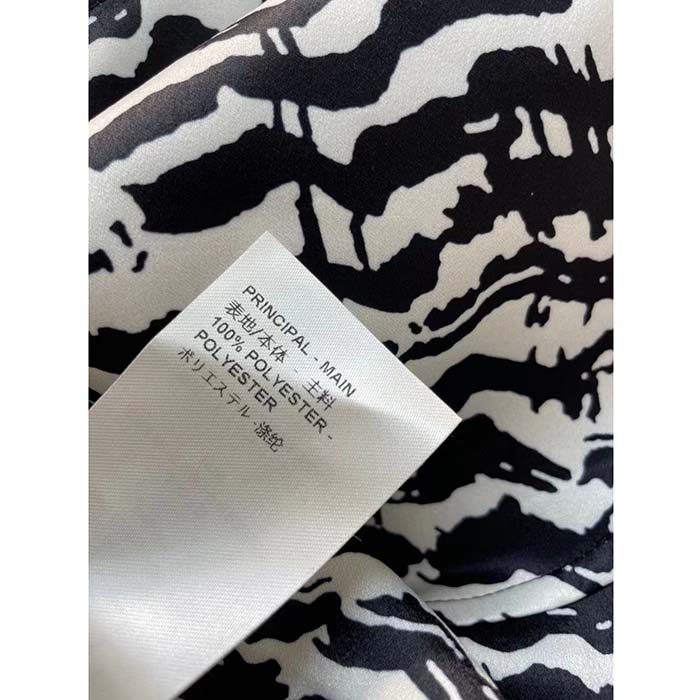 Louis Vuitton Women LV Ink Tiger Asymmetrical Pleat Midi Skirt Silk Black White Regular Fit