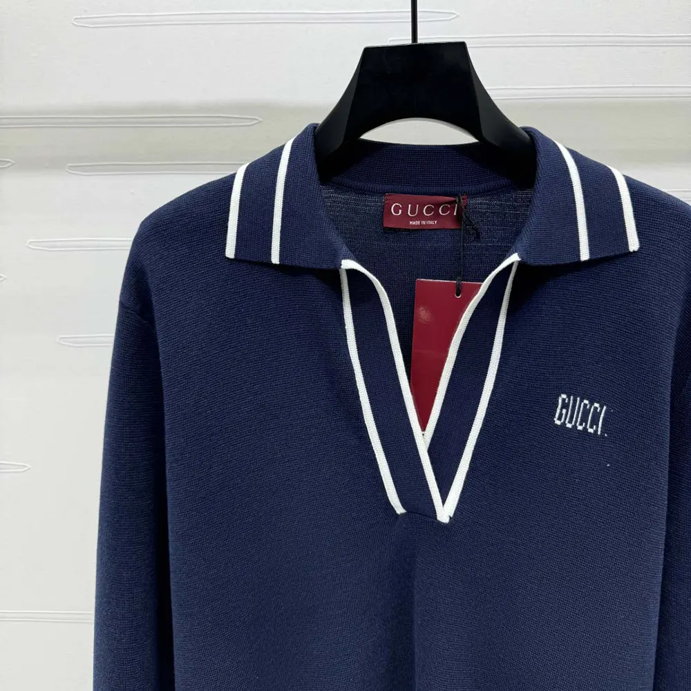 Gucci Women Cotton Polo Top with Gucci Intarsia 815905XKELU